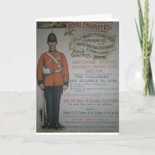 England Royal Engineers rekrutering poster 1890 Kaart