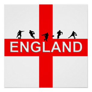 England Rugby Saint George Male Silhouettes Perfect Poster