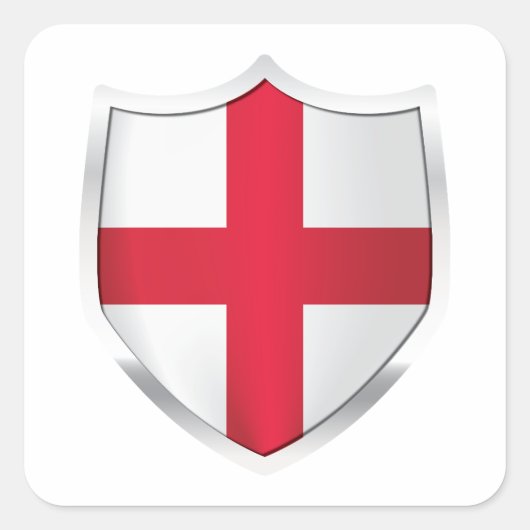England Silver Shield Flag Vierkante Sticker (Voorkant)