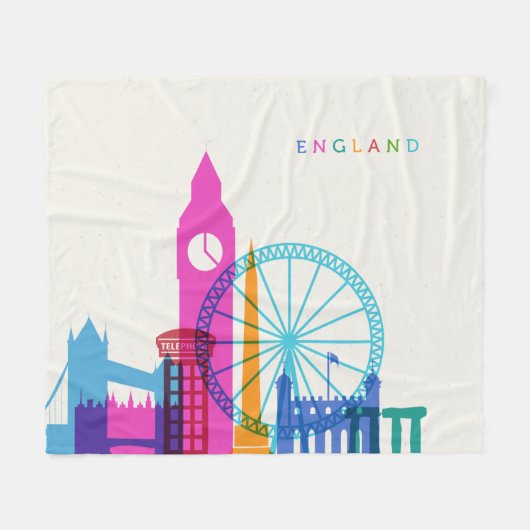 England Skyline Fleece Deken (Voorkant (Horizontaal))