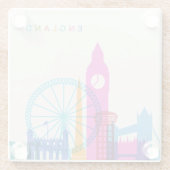 England Skyline Glazen Onderzetter (Achterkant)