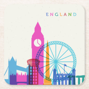 England Skyline Kartonnen Onderzetters
