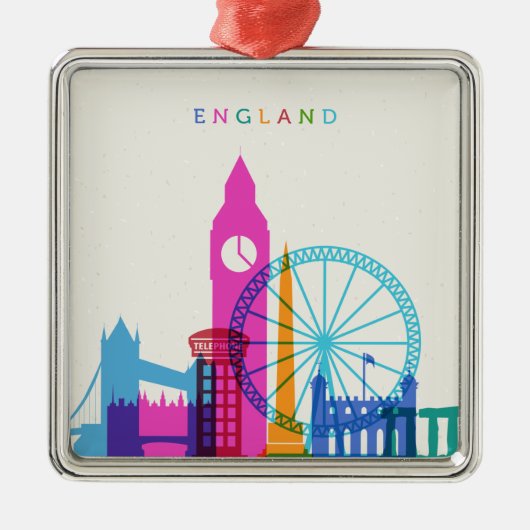 England Skyline Metalen Ornament (Voorkant)