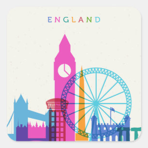England Skyline Vierkante Sticker