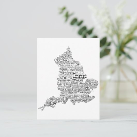 England Slang British Word Art Map Briefkaart (Staand voorkant)