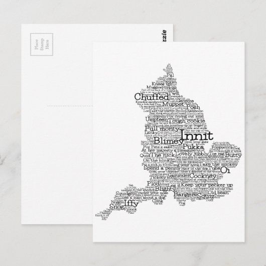 England Slang British Word Art Map Briefkaart (Voorkant / Achterkant)