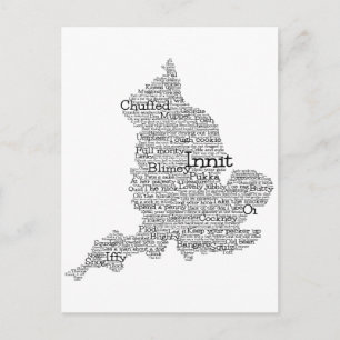 England Slang British Word Art Map Briefkaart