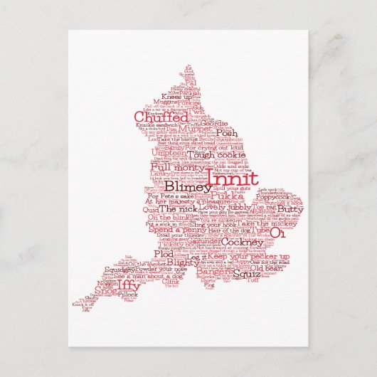 England Slang British Word Art Map Briefkaart (Voorkant)