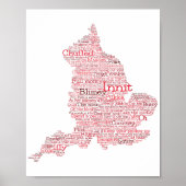 England Slang British Word Art Map Poster (Voorkant)