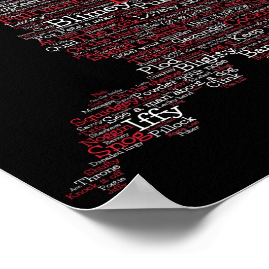 England Slang British Word Art Map Poster (Hoek)