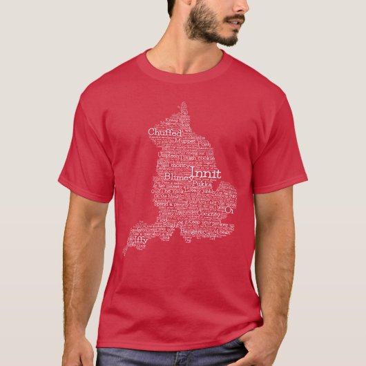 England Slang British Word Art Map T-Shirt (Voorkant)
