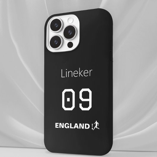 England Soccer Black White Case Custom Name iPhone Hoesje