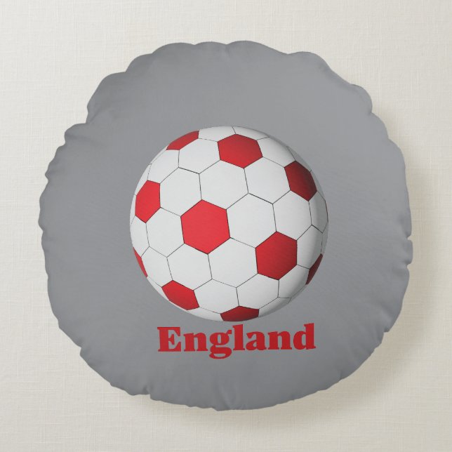 England Soccer Rond Kussen (Voorkant)