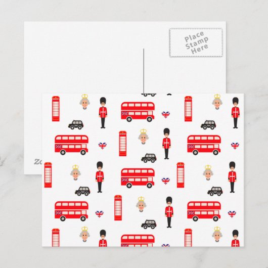 England Symbols Patroon Briefkaart (Voorkant / Achterkant)