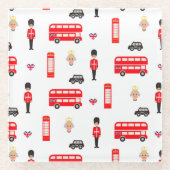 England Symbols Patroon Glazen Onderzetter (Voorkant)