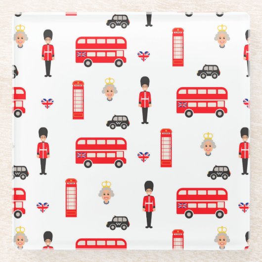 England Symbols Patroon Glazen Onderzetter (Voorkant)