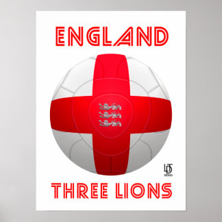 England - Three Lions Football Poster