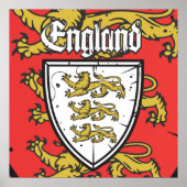 England Three Lions Shield Poster (Voorkant)