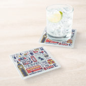 England Travel Doodles Glazen Onderzetter (Schuin)