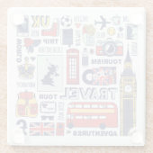 England Travel Doodles Glazen Onderzetter (Achterkant)