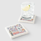 England Travel Doodles Stenen Onderzetter (Zijkant)