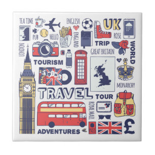England Travel Doodles Tegeltje
