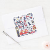 England Travel Doodles Vierkante Sticker (Envelop)
