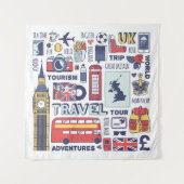 England Travel Doodles Wandkleed (Voorkant (horizontaal))