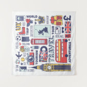 England Travel Doodles Wandkleed (Voorkant)