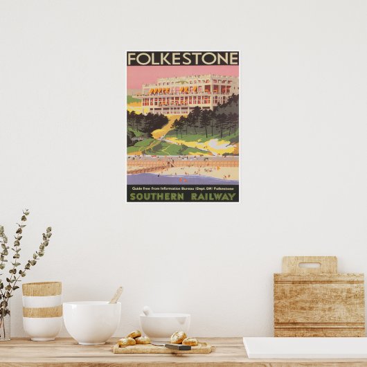 England Travel Print, Folkestone England Poster (Keuken)