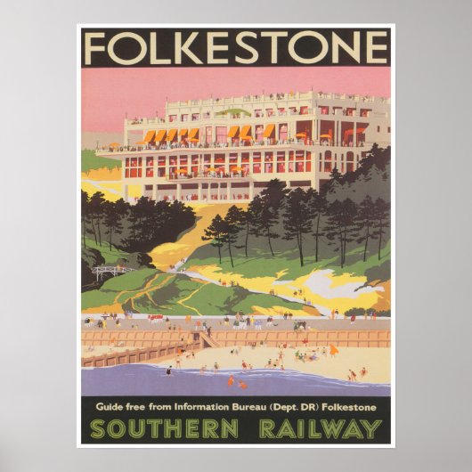 England Travel Print, Folkestone England Poster (Voorkant)