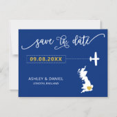England UK Wedding Save the Date Card, Map Magnetische Uitnodiging (Voorkant)