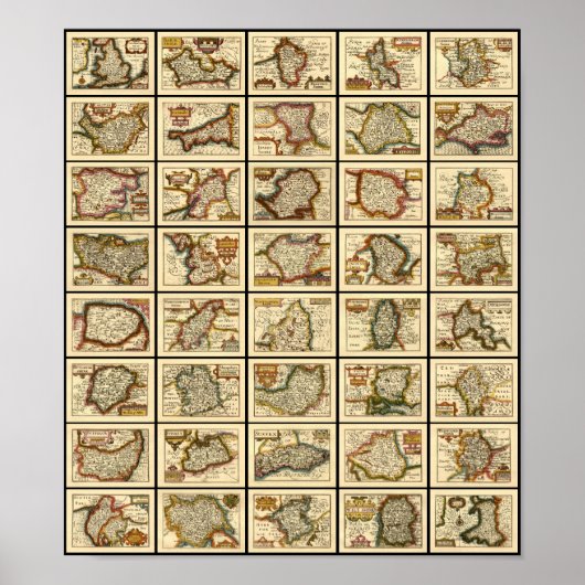 England, Wales and All English County Maps Poster (Voorkant)