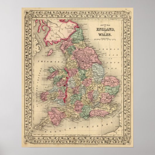 England, Wales Map by Mitchell Poster (Voorkant)