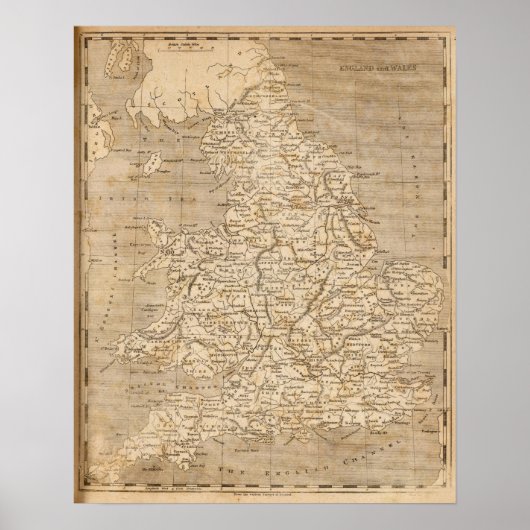 England, Wales Map door Arrowsmith Poster (Voorkant)