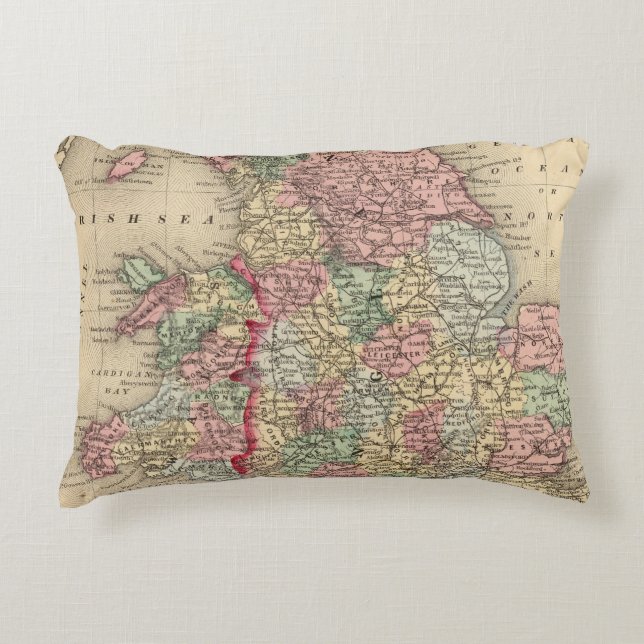 England, Wales Map door Mitchell Decoratief Kussen (Voorkant)