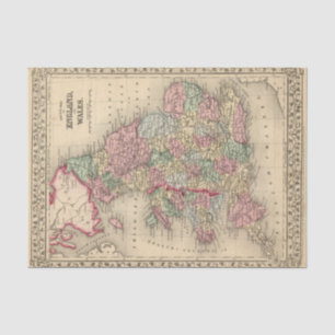 England, Wales Map door Mitchell Tissuepapier