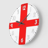 England Wall Clock Flag White & Red Grote Klok (Hoek)