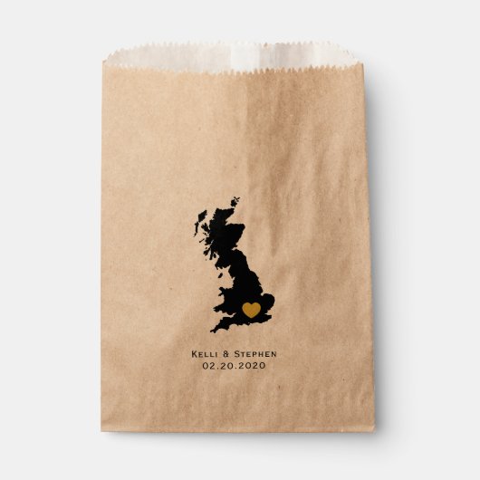 England Wedding Favor Treat Sacks, Map Gift Bags Bedankzakje (Voorkant)
