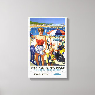 England Weston Super Mare Vintage Travel Poster Canvas Afdruk
