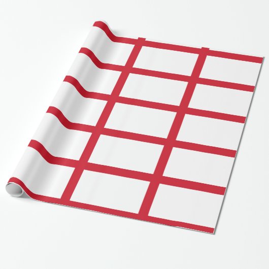 England White met rode lijnen Cadeaupapier (Uitgerold)