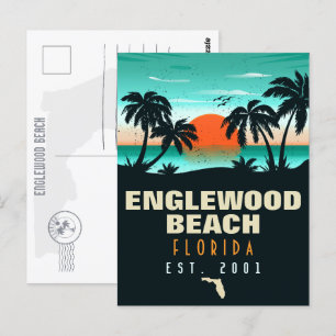 Englewood Beach Florida Retro Sunset Souvenirs jar Briefkaart