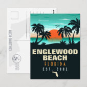 Englewood Beach Florida Retro Sunset Souvenirs jar Briefkaart (Voorkant / Achterkant)