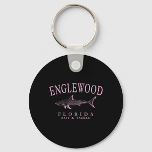 Englewood Florida Haai Retro nk Kunst Vissen Sleutelhanger