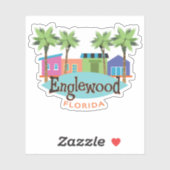 Englewood Florida Retro Style Illustratie Sticker (Vel)