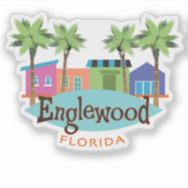 Englewood Florida Retro Style Illustratie Sticker