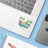 Englewood Florida Retro Style Illustratie Sticker (Laptop met iPhone)