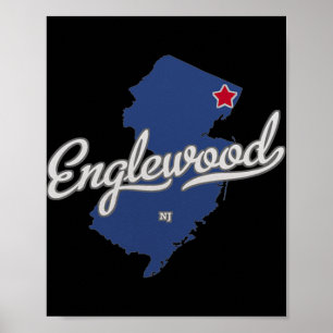 Englewood New Jersey Nj Kaart Poster