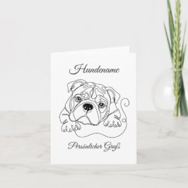 Englische Bulldogge Personalisierte One-Line Art Kaart