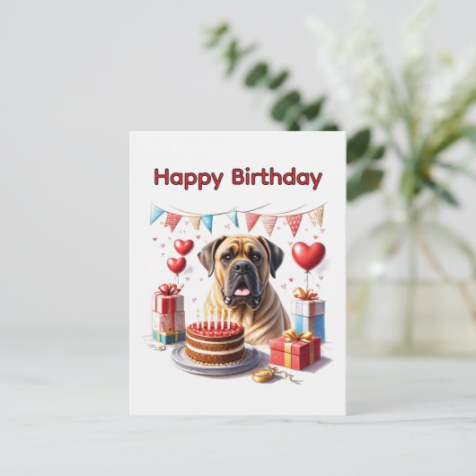 Englische Dogge Mastiff Birthday Briefkaart (Staand voorkant)
